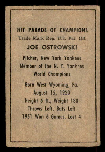 1952 Berk Ross Joe Ostrowski Yankees Good 559668