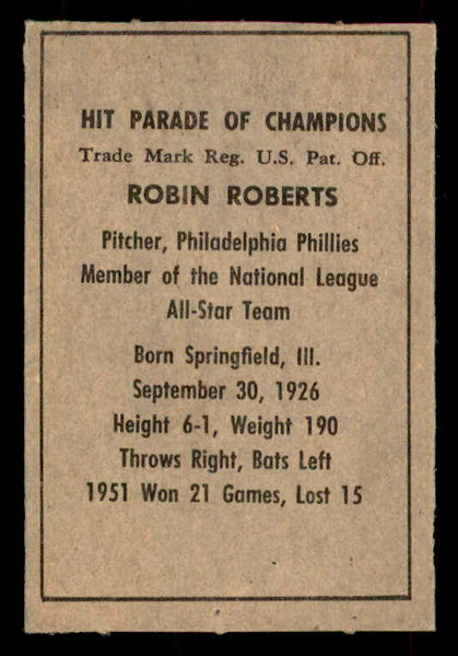 1952 Berk Ross Robin Roberts Phillies Good 559669