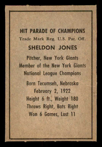 1952 Berk Ross Sheldon Jones Giants EX-MT 559677