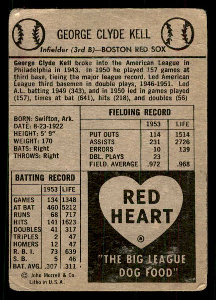 1954 Red Heart George Kell Red Sox FR-GD 559701