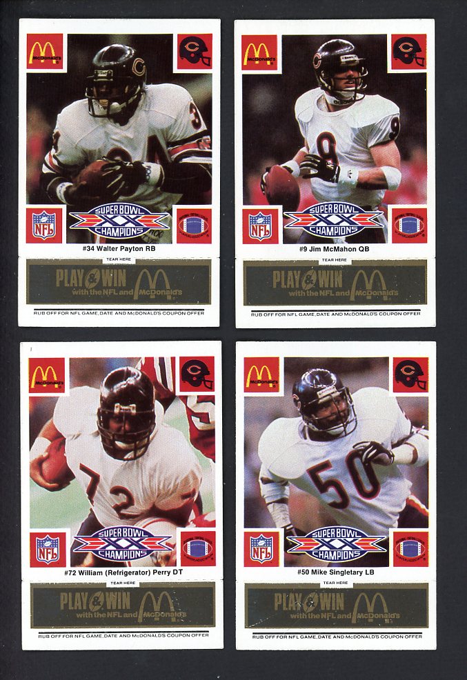 1986 McDonalds Chicago Bears Complete Set Black 559749
