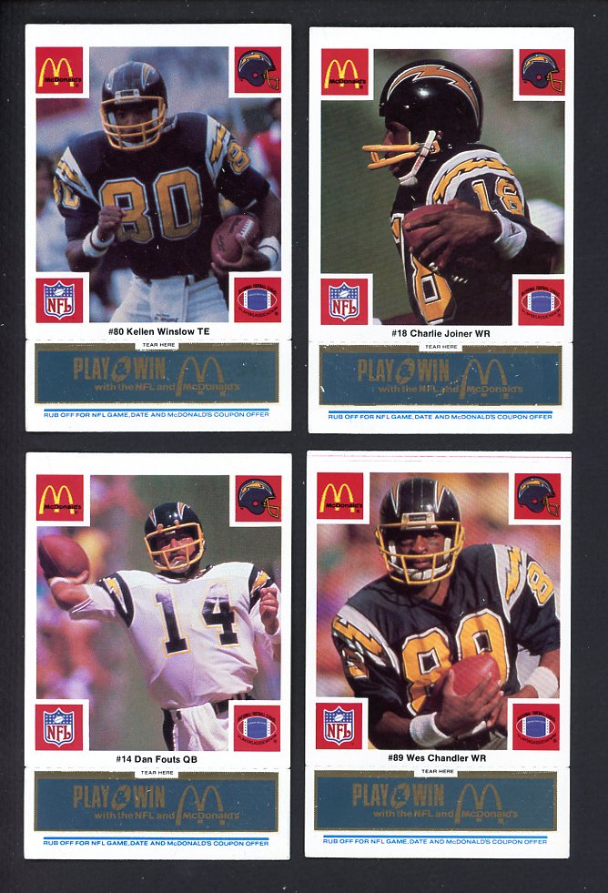 1986 McDonalds San Diego Chargers Complete Set Blue 559770
