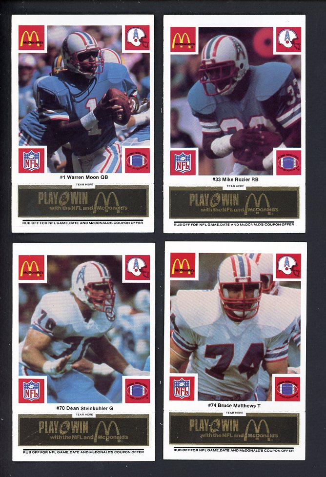 1986 McDonalds Houston Oilers Complete Set Black 559782