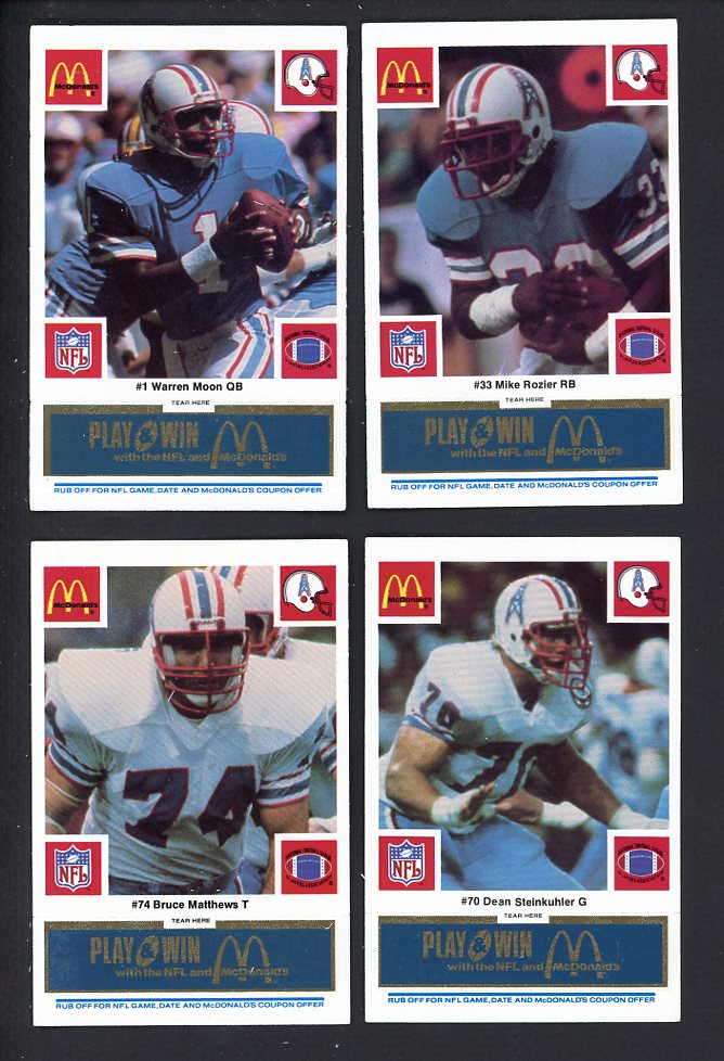 1986 McDonalds Houston Oilers Complete Set Blue 559783