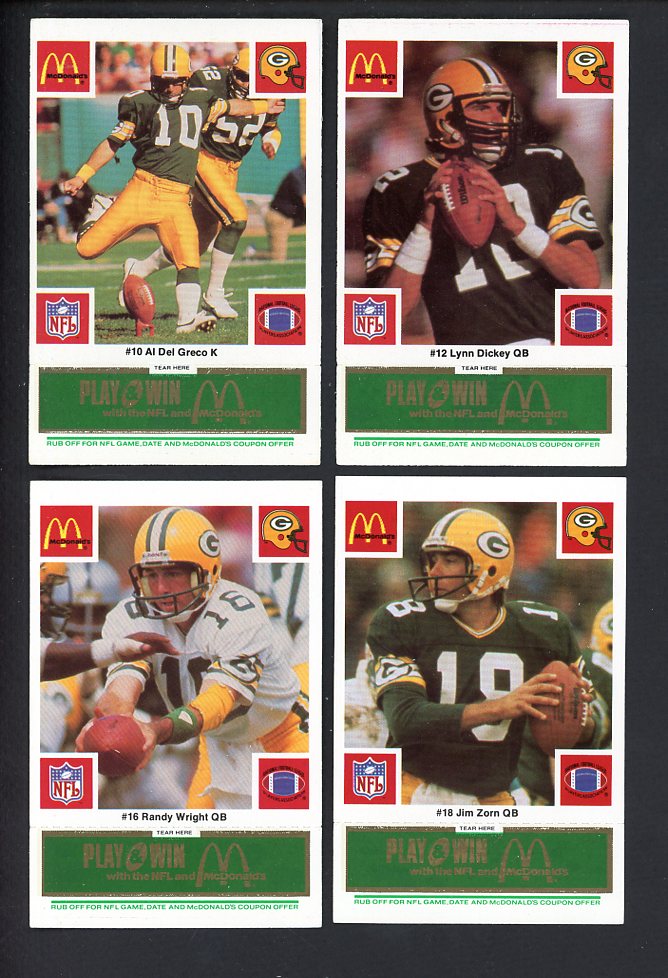 1986 McDonalds Green Bay Packers Complete Set Green 559785