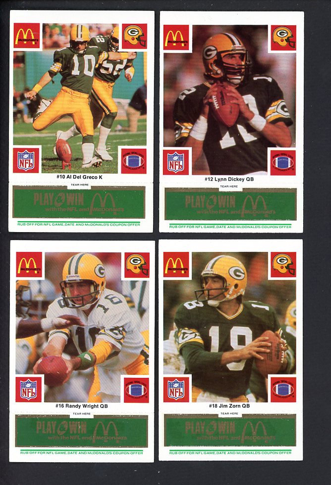 1986 McDonalds Green Bay Packers Complete Set Green 559786