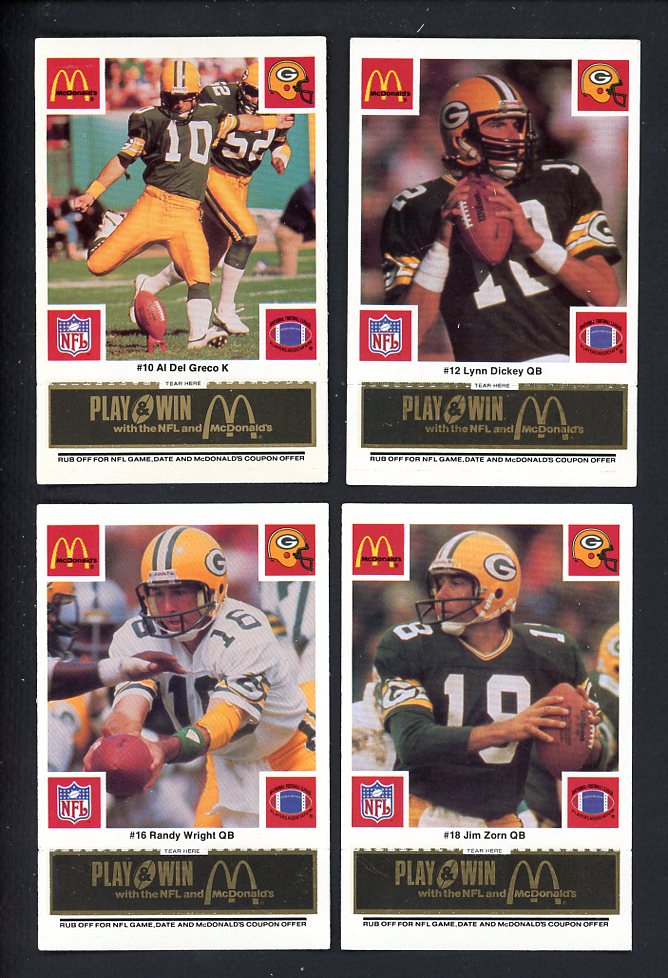 1986 McDonalds Green Bay Packers Complete Set Black 559787