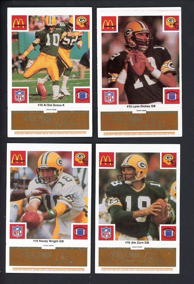 1986 McDonalds Green Bay Packers Complete Set Gold 559788