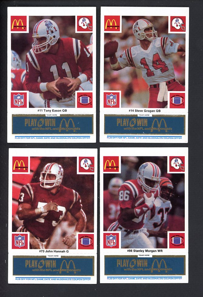 1986 McDonalds New England Patriots Complete Set Blue 559791
