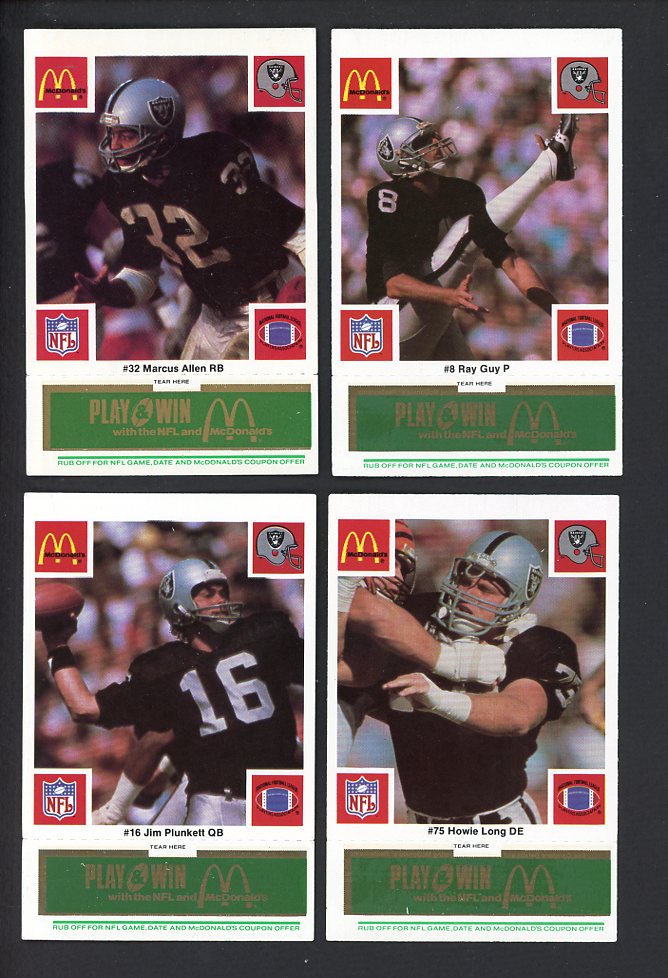 1986 McDonalds Los Angeles Raiders Complete Set Green 559793