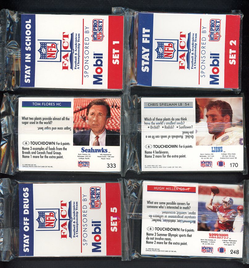 1992 Pro Set Football Mobil Facts Complete Set 559899