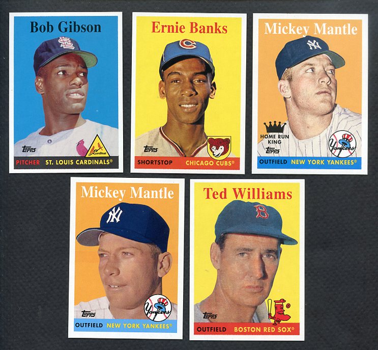 1958 Topps Retro 2 Sets W 2 Mantles Ted Williams Ernie Banks Bob Gibson Pre Rookie