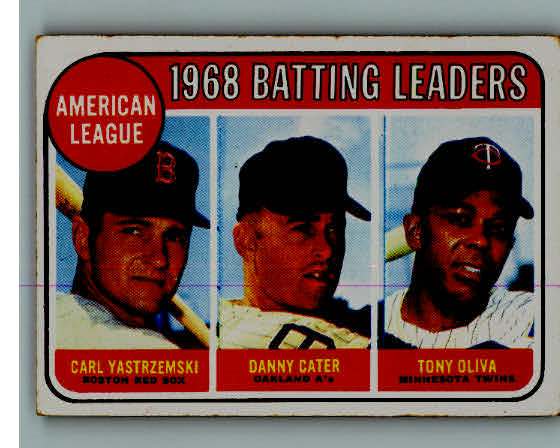 1969 Topps Baseball #001 A.L. Batting Leaders Carl Yastrzemski VG-EX 244936