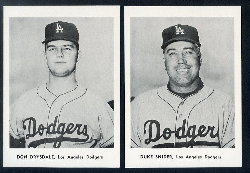 1961 Jay Publishing Los Angeles Dodgers Set W Drysdale Snider Gilliam Podres