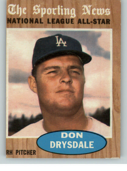 1962 Topps Baseball #398 Don Drysdale A.S. Dodgers EX 328353