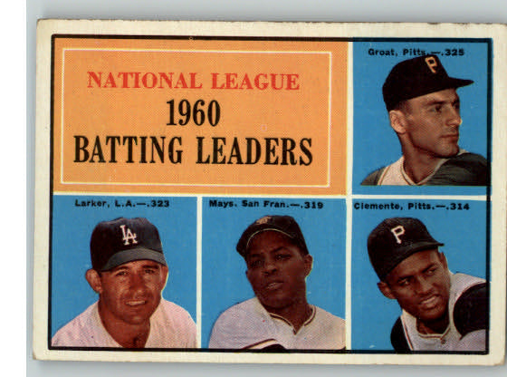 1961 Topps Baseball #041 N.L. Batting Leaders Mays Clemente EX 336120