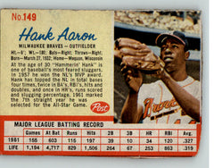 1962 Post #149 Hank Aaron Braves VG 350998