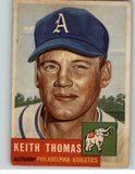 1953 Topps Baseball #129 Keith Thomas A's VG 359270