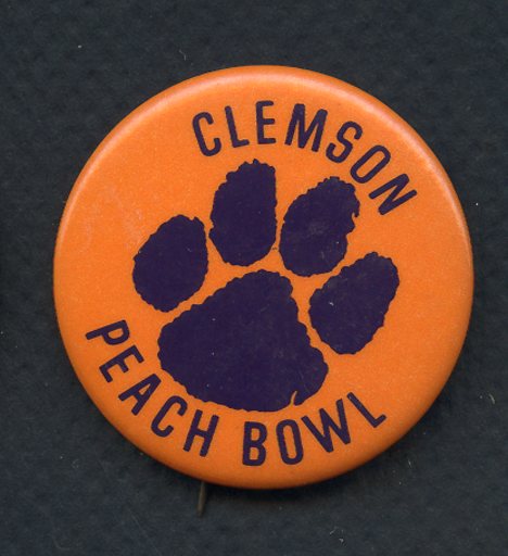 Vintage Peach Bowl Clemson Tigers Booster Button 365733