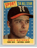 1958 Topps Baseball #480 Eddie Mathews A.S. Braves EX-MT 368691