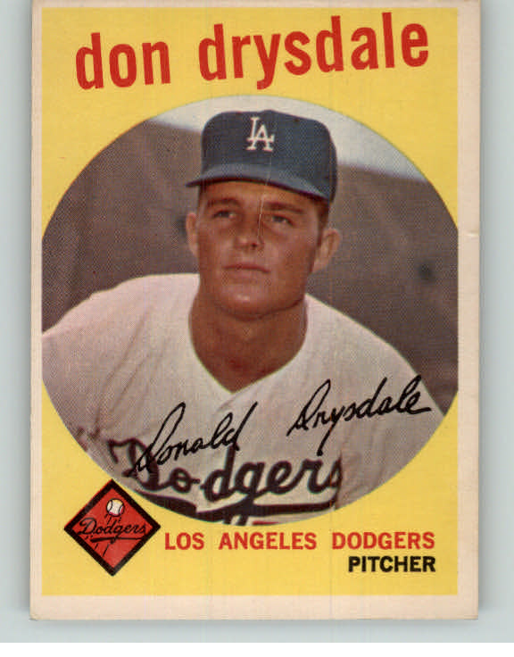 1959 Topps Baseball #387 Don Drysdale Dodgers VG-EX 372061