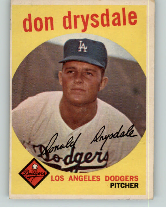 1959 Topps Baseball #387 Don Drysdale Dodgers EX 376174