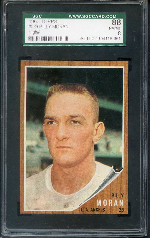 1962 Topps Baseball #539 Billy Moran Angels SGC 88 NM/MT 385897