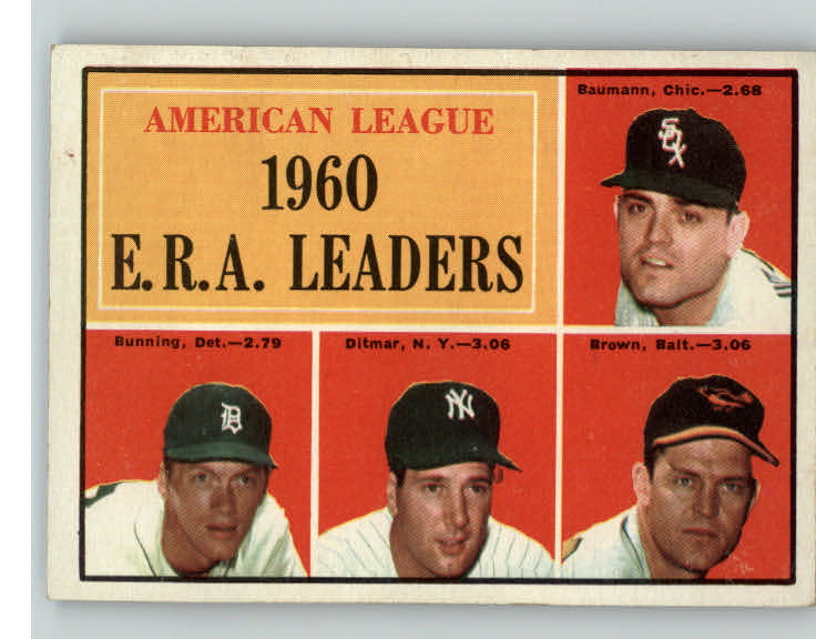 1961 Topps Baseball #046 A.L. ERA Leaders Jim Bunning EX-MT 387728