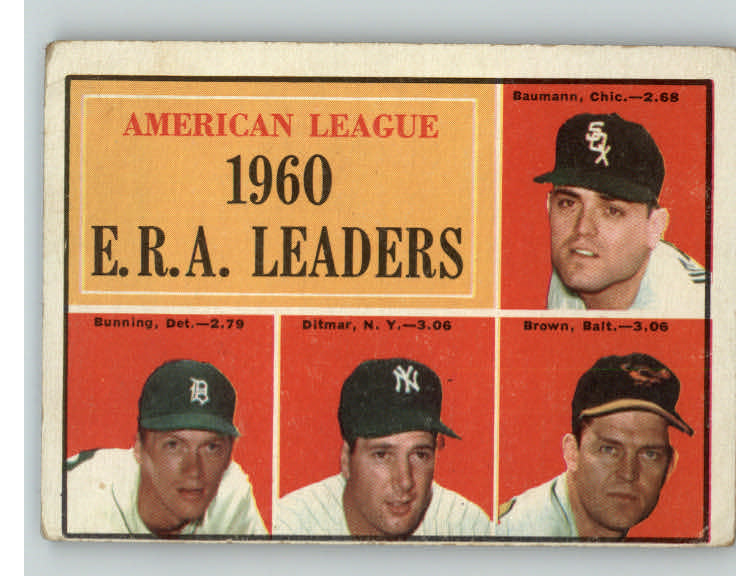 1961 Topps Baseball #046 A.L. ERA Leaders Jim Bunning VG-EX 387729