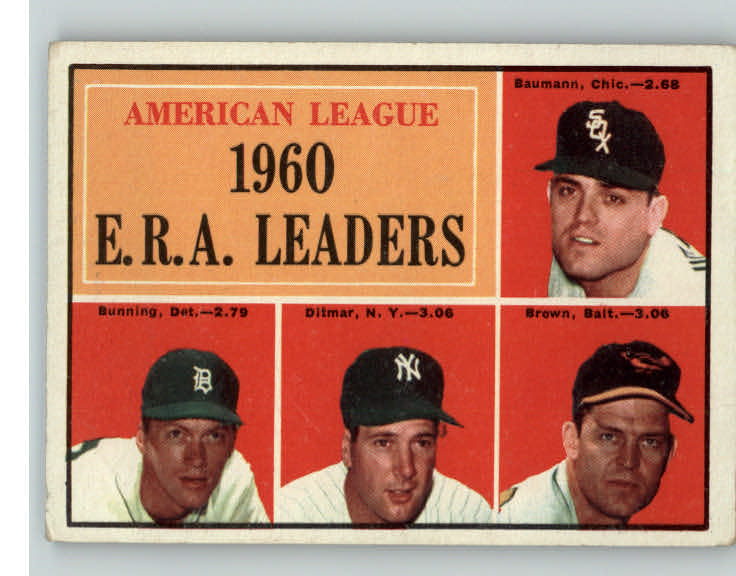 1961 Topps Baseball #046 A.L. ERA Leaders Jim Bunning VG-EX 387730