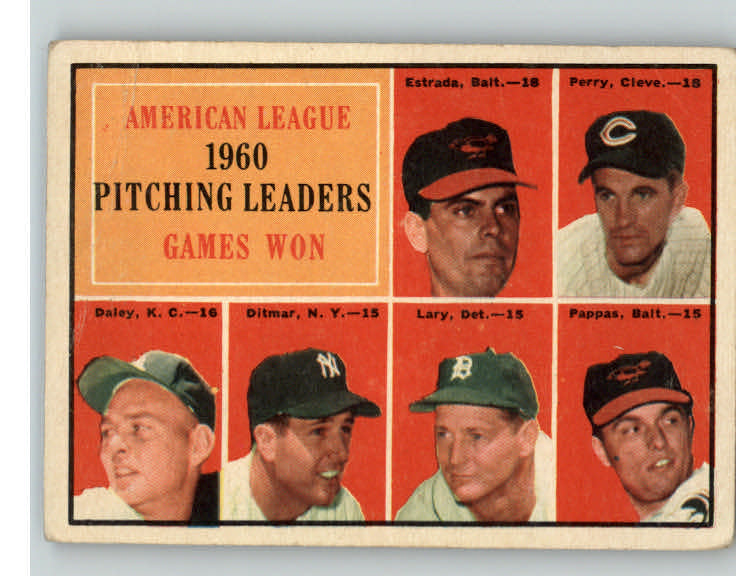 1961 Topps Baseball #048 A.L. Win Leaders Jim Perry VG 387732