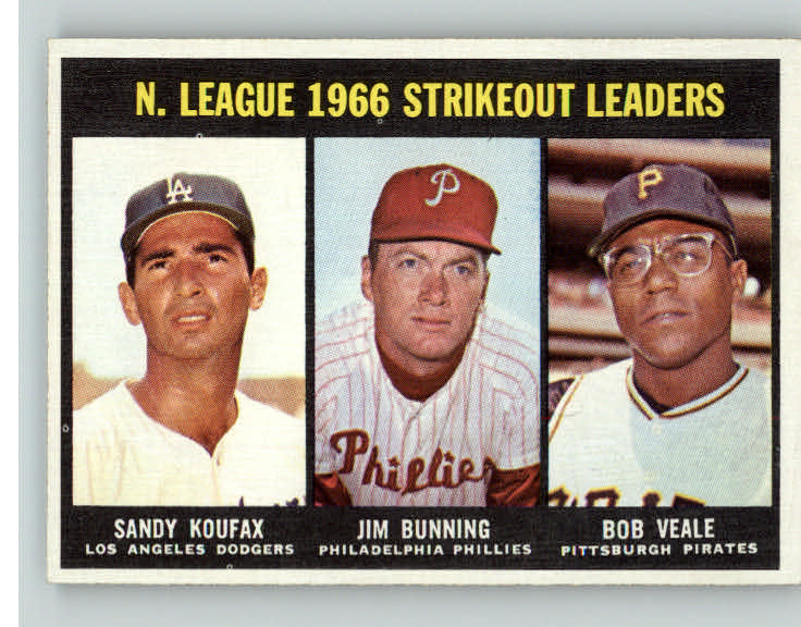 1967 Topps Baseball #238 N.L. Strike Out Leaders Sandy Koufax EX-MT 387744