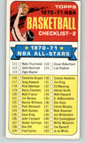 1970 Topps Basketball #101 Checklist 2 NR-MT Unmarked 388661