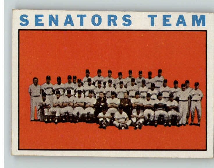 1964 Topps Baseball #343 Washington Senators Team VG Scuff Back 390210