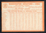 1964 Topps Baseball #343 Washington Senators Team VG Scuff Back 390210