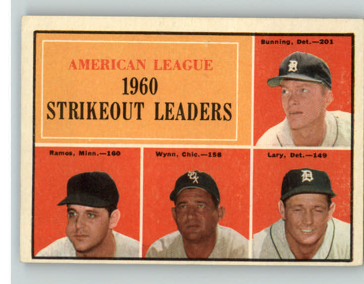1961 Topps Baseball #050 A.L. Strike Out Leaders Bunning EX 390291