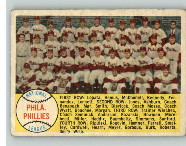 1958 Topps Baseball #134 Philadelphia Phillies Team VG-EX 390497