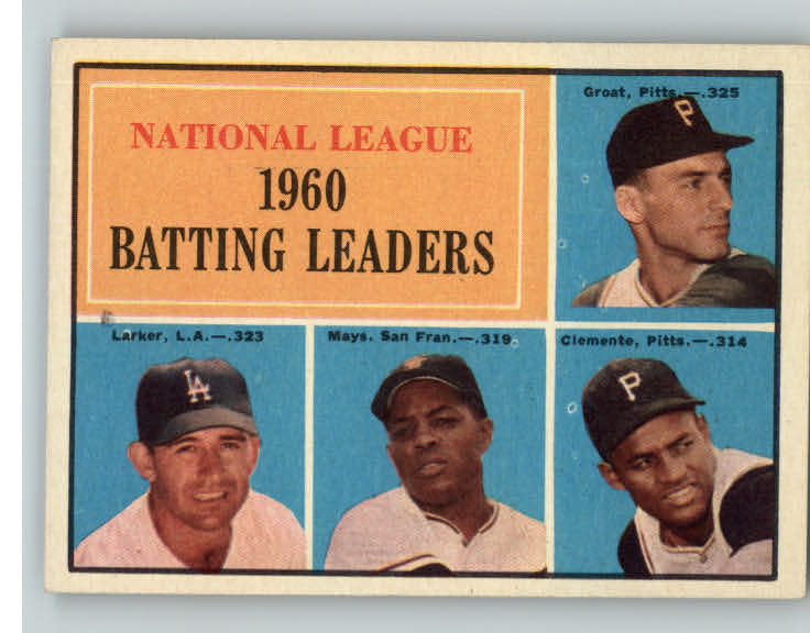 1961 Topps Baseball #041 N.L. Batting Leaders Mays Clemente EX-MT 391101