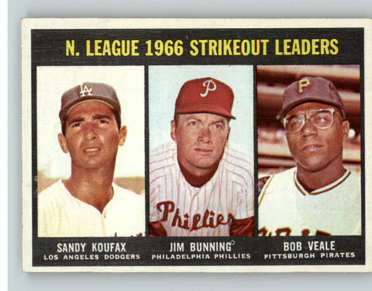 1967 Topps Baseball #238 N.L. Strike Out Leaders Sandy Koufax EX-MT 392737
