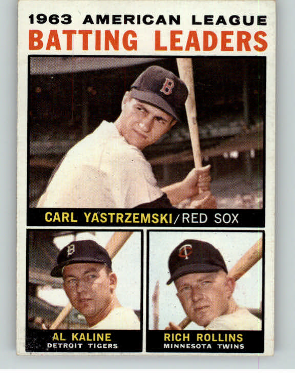 1964 Topps Baseball #008 A.L. Batting Leaders Yastrzemski Kaline EX 392980