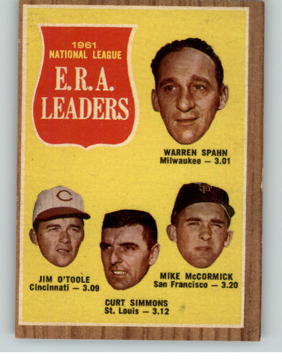 1962 Topps Baseball #056 N.L. ERA Leaders Warren Spahn EX-MT 394115