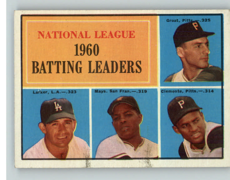 1961 Topps Baseball #041 N.L. Batting Leaders Mays Clemente EX 394345