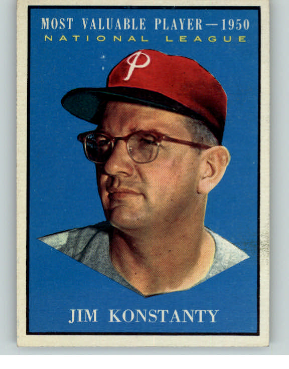 1961 Topps Baseball #479 Jim Konstanty MVP Phillies EX-MT/NR-MT 395984