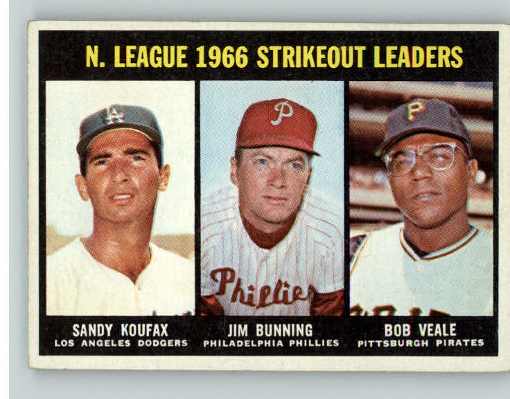 1967 Topps Baseball #238 N.L. Strike Out Leaders Sandy Koufax EX-MT 399920