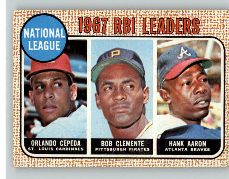 1968 Topps Baseball #003 N.L. RBI Leaders Clemente Aaron EX-MT