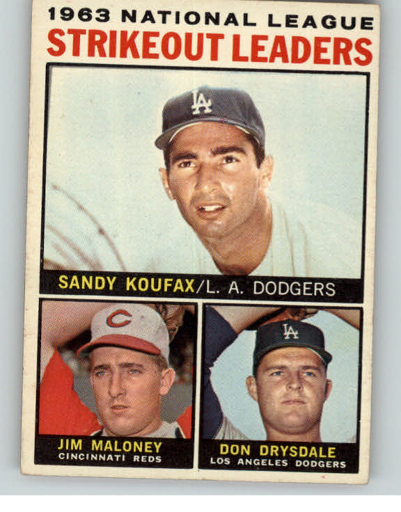 1964 Topps Baseball #005 N.L. Strike Out Leaders Sandy Koufax EX+/EX-MT