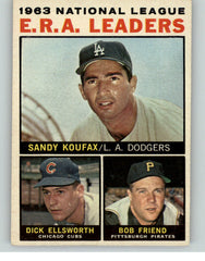 1964 Topps Baseball #001 N.L. ERA Leaders Sandy Koufax EX-MT