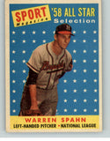 1958 Topps Baseball #494 Warren Spahn A.S. Braves EX+/EX-MT