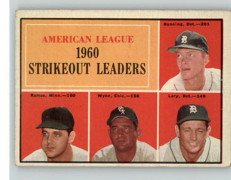 1961 Topps Baseball #050 A.L. Strike Out Leaders Jim Bunning EX-MT 404374