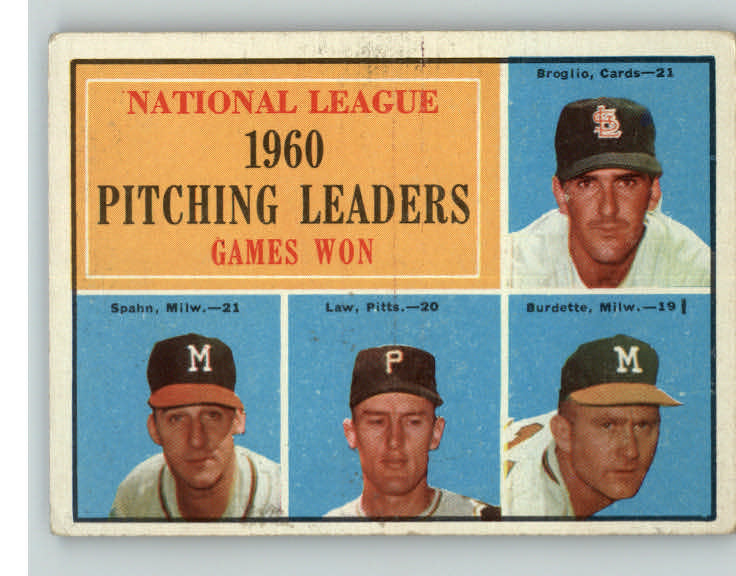 1961 Topps Baseball #047 N.L. Win Leaders Warren Spahn VG-EX 404380